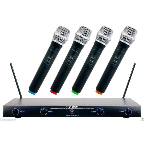 Vocopro I, J, K, L Frequency Four Channel Rechargeable Vhf Wireless Microphone System VHF40051